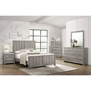 Kings Brand Furniture Balta 6-Piece Queen Size Gray Bedroom Set. Bed, Dresser, Mirror, Chest & 2 Nightstands
