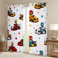 thumbnail image 2 of Manfei Cute Race Car Kitchen Curtains,Kawaii Stars Black Out Curtains Pack of 2 (42x63 Each),White, 2 of 7