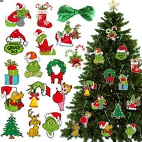 15Pcs Christmas Tree Ornament Set, Green Christmas Tree Ornaments, Printed Cardstock Holiday Christmas Decorations,Indoor Christmas Decorations