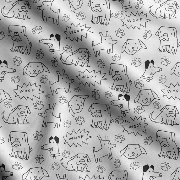 Soimoi Dog Print,Cotton Cambric, Quilting Fabric Sold by The Yard 42 Inch Wide, Medium Weight Cotton Fabric, SewingSupplies,White