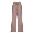 thumbnail image 4 of SDNall Wide Leg Pants Woman Fashion Casual Solid Color Elastic Loose Pants Straight Wide Leg Trousers Pants Linen Pants Women, 4 of 9