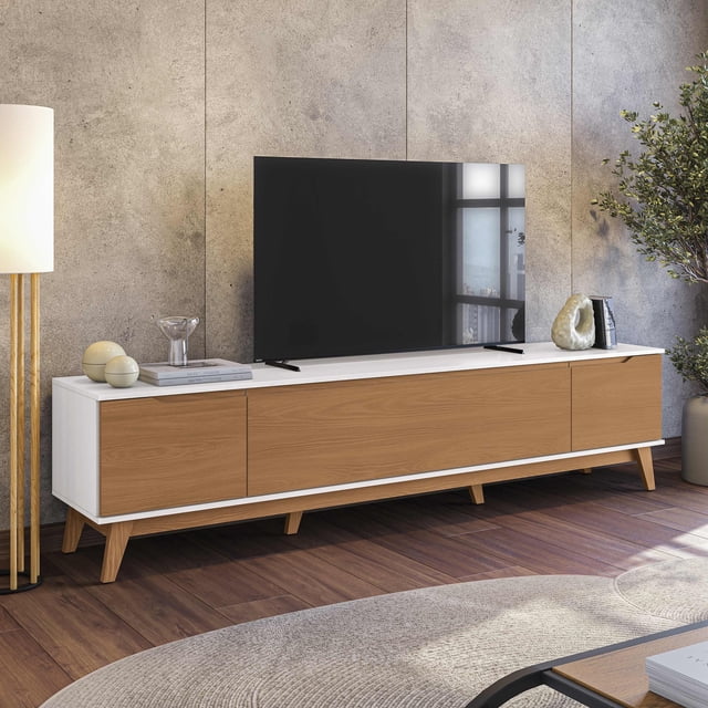 Mueble TV 85" Kappesberg 218cm con 3 Puertas Blanco/Canela