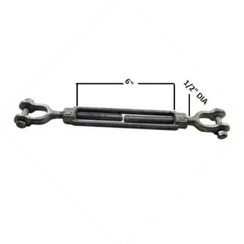 10 PCS Cargo Control Drop Forged/Hot Dip Galvanized Steel ½ Inch x 6 Inches Jaw and Jaw Turnbuckles for Wire Rope Cable 2200 lbs Working Load Limit