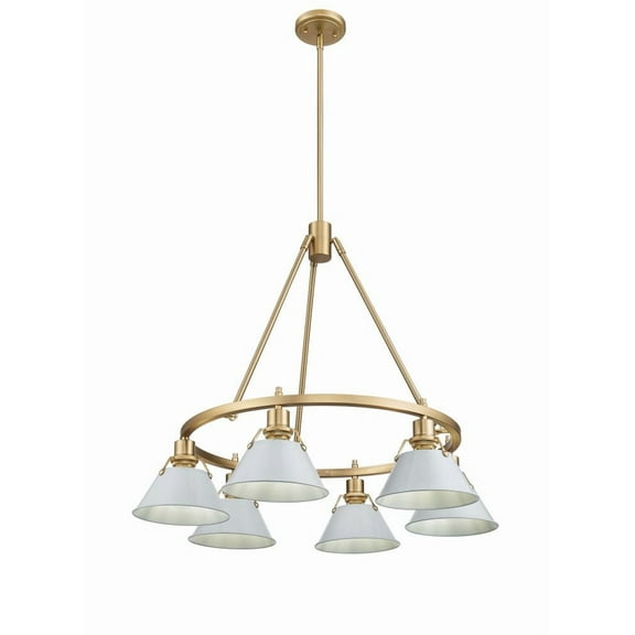 Orwell 6-Light Chandelier in Brushed Champagne Bronze with Dusky Blue