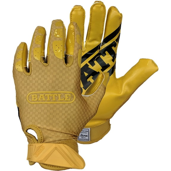 Battle Sports Triple Threat Football Receiver Gloves - Youth Medium - Gold