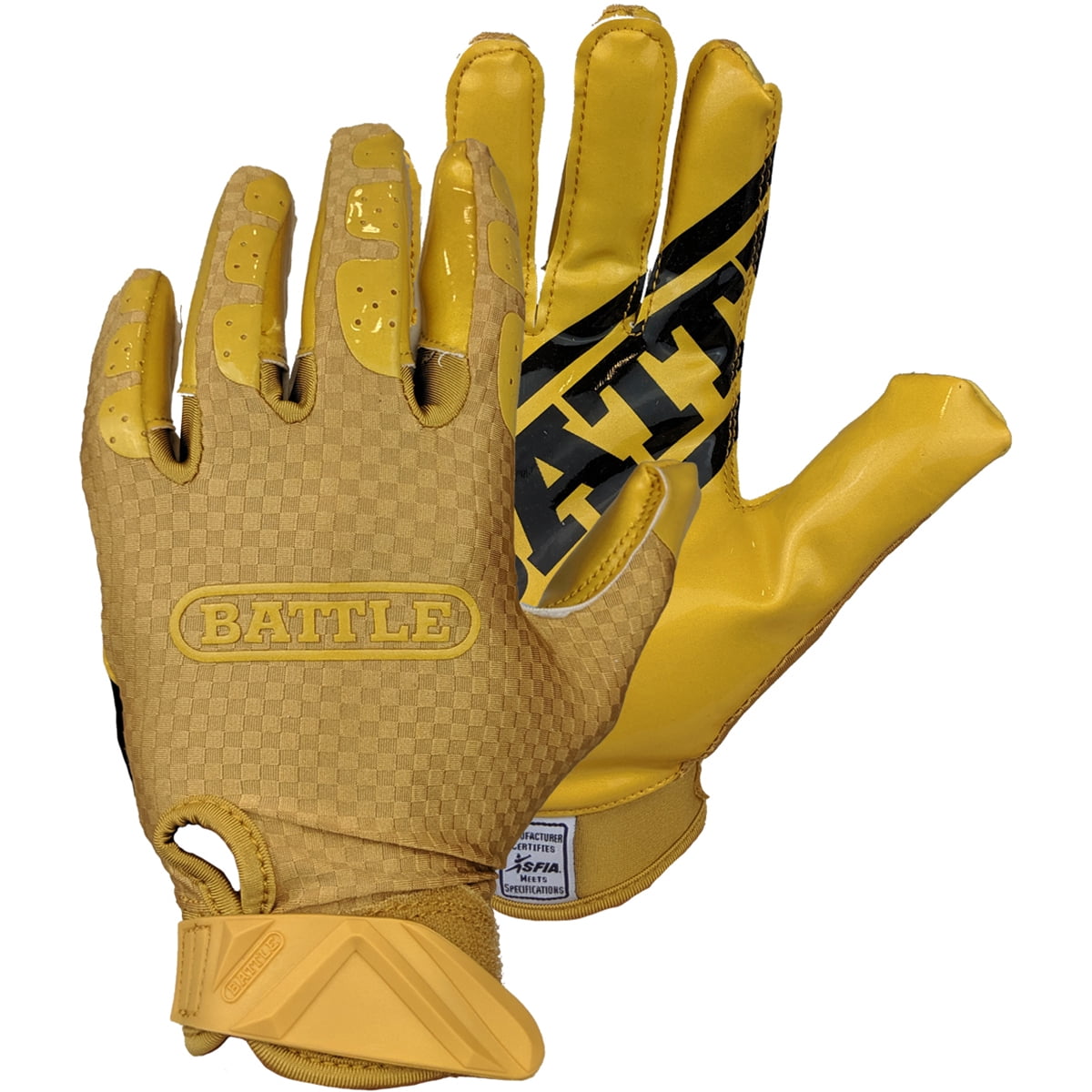 Battle Sports Triple Threat Youth Football Receiver Gloves- Large - Gold