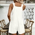 thumbnail image 3 of Rompers for Women Sleeveless Solid Color Jumpsuits for Women Button Down Cotton Summer Shorts Vacation Outfits White, 3 of 6