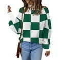 thumbnail image 3 of MOSHU Oversized Sweaters for Women Drop Shoulder Plaid Colorblock Tops Fall Crewneck Pullover Sweater, 3 of 10