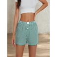 thumbnail image 5 of Women's Lounge Shorts Cute Soft Elastic Low Waist Plaid Print Button Front Pajama Bottoms Boxer Shorts Sleepwear, 5 of 6