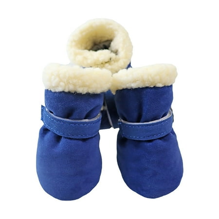 Pet Snow Boots â Warm Windproof Winter Shoes for Pets with Non- Soles (4-Pack  Flannel + Plush  L Size)