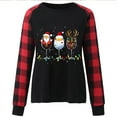 thumbnail image 2 of Uootdi Women's Christmas Long Sleeve Raglan Christmas Snowflake Plaid Red Wine Glass Santa Hat Graphic Gift Print Holiday Sweat shirt, 2 of 4