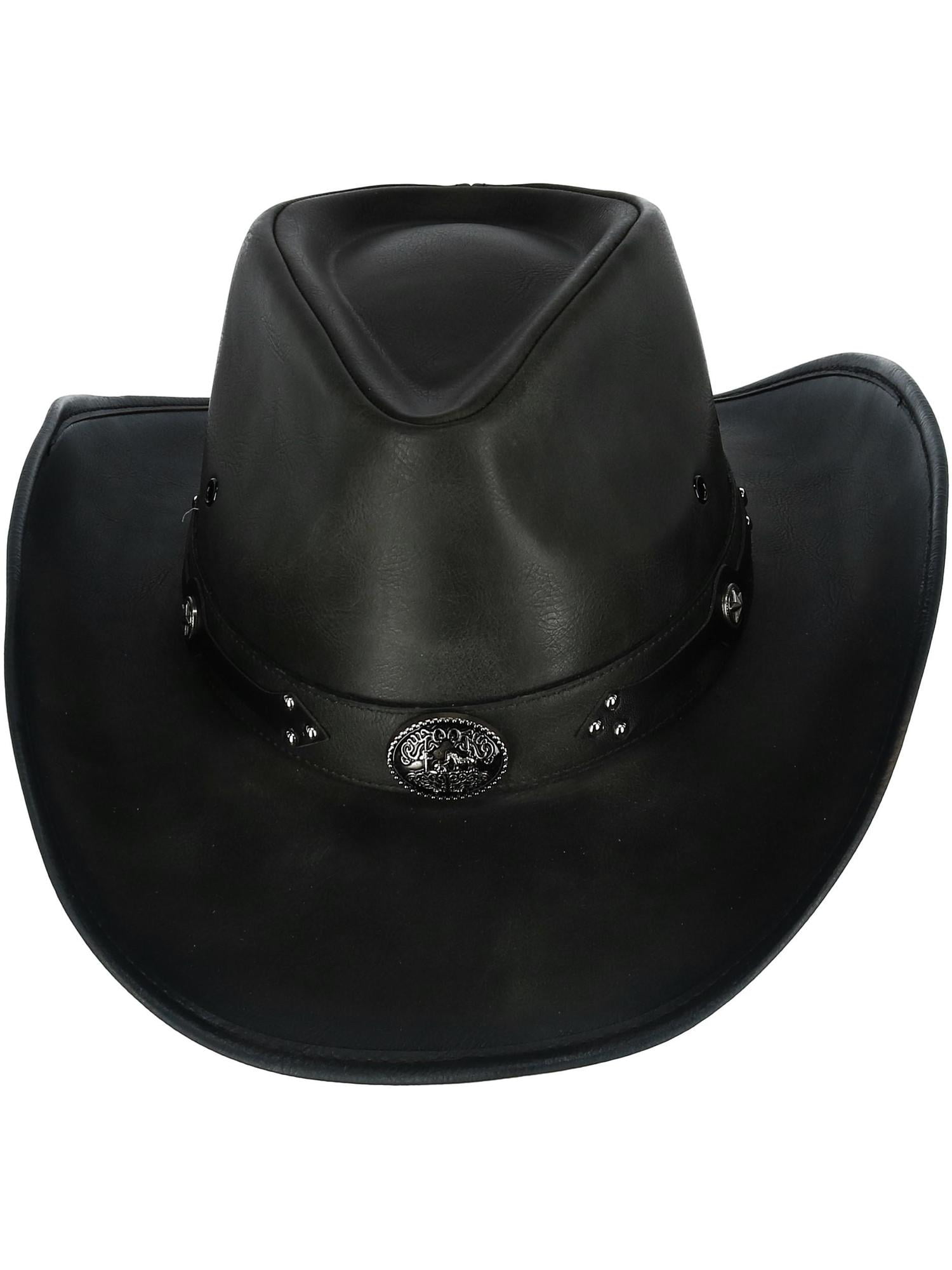 mens black leather cowboy hat