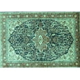 thumbnail image 1 of Ahgly Company Machine Washable Indoor Rectangle Medallion Turquoise Blue Traditional Area Rugs, 7' x 9', 1 of 4