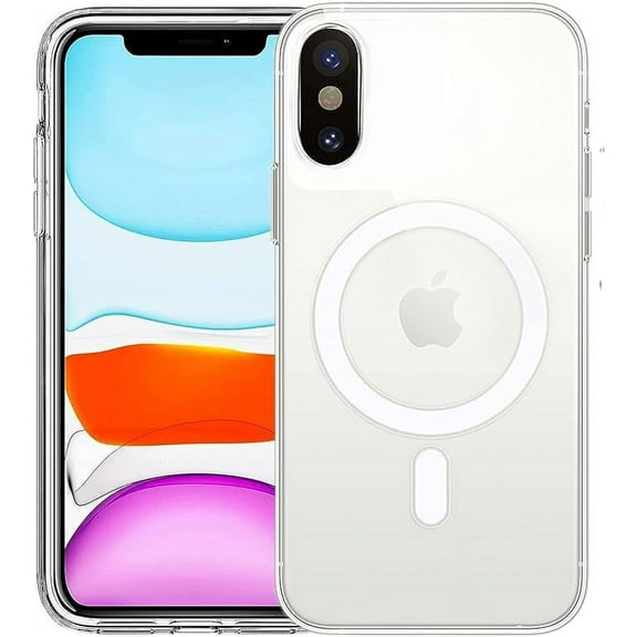 Clear Case Designed For iPhone X/XS Clear Magnetic Case, [Yellow Resistant] Hard Back Cover Soft Silicone, Slim Thin fit Shockproof Protective Case for iPhone X/XS