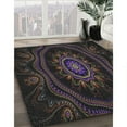 thumbnail image 3 of Ahgly Company Machine Washable Indoor Square Transitional Night Black Area Rugs, 4' Square, 3 of 7