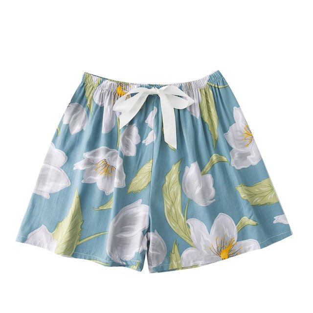 Pijamas de mujer, pantalones cortos suaves para dormir, pantalones cortos con estampado Floral, cintura elástica, pantalones sueltos, pantalones para el hogar, cómodos pantalones cortos para salón LingWen 9024715650146