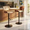 thumbnail image 2 of Lombardi Mid-Century Modern Adjustable Barstool in Walnut with Cream Faux Leather by LumiSource, 2 of 9