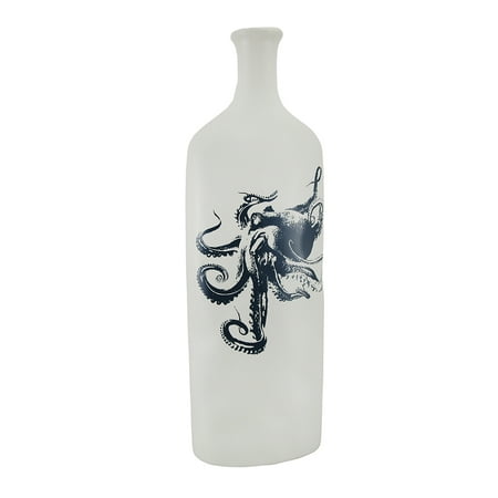 Style Ceramic Vase - Vintage Style Black Octopus Print On Light Beige Tall Ceramic Bottle Vase 15 In.