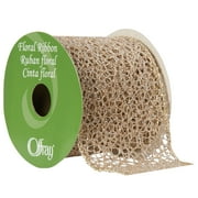 Offray Ribbon, Champagne Glitz 2 1/2 inch Polyester Ribbon, 9 feet