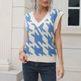thumbnail image 5 of Women’s V Neck Knitted Sweater Vest Plaid Sleeveless Casual Loose Fit Comfy Waistcoat Pullover Knitwear Tank Top, 5 of 6