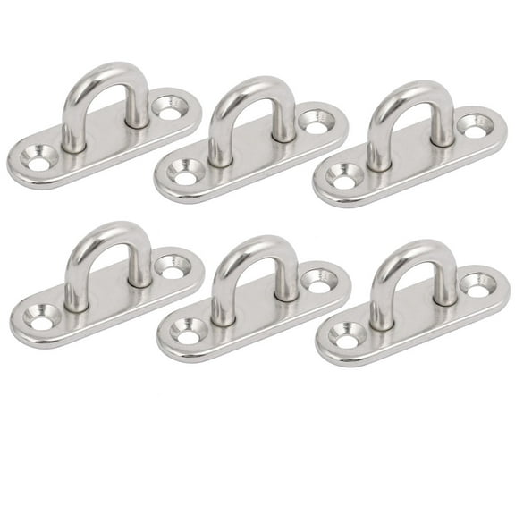Unique Bargains 316 Stainless Steel 5mm Thick Ring Oblong Sail Shade Pad Eye Plate 6pcs