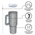 thumbnail image 4 of Gray Christmas Snowflake Pattern Tumbler with Handle and Lid,40oz Double Wall Vacuum Insulated Tumbler,Cups Gift for Women and Men, 4 of 7