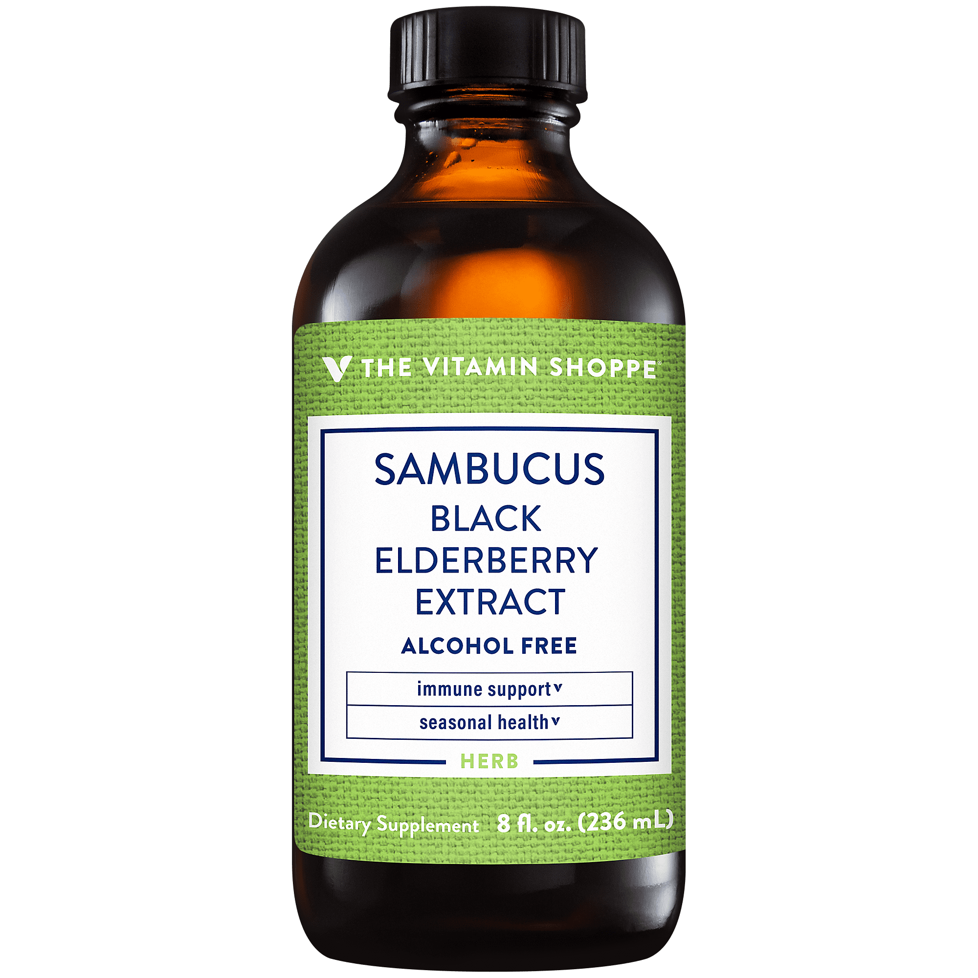 Sambucus Black Elderberry Extract  Organic  AlcoholFree Liquid for Herbal Immune  Seasonal Support – 4000mg per serving (8 Fluid Ounces Liquid) by The Vitamin Shoppe