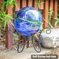 thumbnail image 4 of Outdoor Glass Gazing Ball,  Hand Painted Swirled Sphere Suit for Patio Garden Yard Lawn Gazing Ball Decoration，Blue and Green, 4 of 6