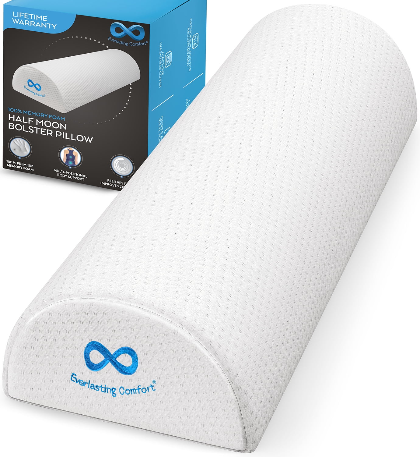 Everlasting Comfort Bolster Pillow for Legs and Back Memory Foam Half