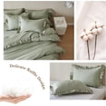 thumbnail image 4 of Simple&Opulence Kids Sage Green Cotton Duvet Cover with Ruffled Twin(68"x 86")- 2 Pieces Organic High End Floral Frill Lightweight Solid Color Bedding Comforter Cover with 1 Pillowcase, 4 of 6