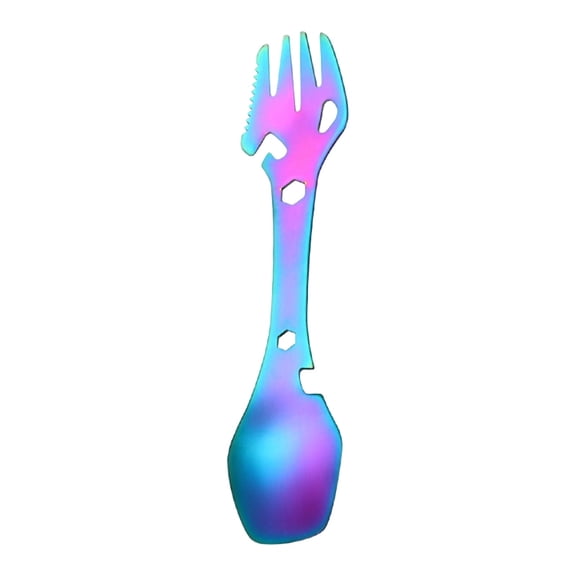 5-in-1 Utility Tactical Spork,Multi Function Stainless Steel Spoon,Fork,Knife with Bottle & Can Opener,Practical Combo Camping Utensil for Travel,Hiking,Picnic & Camping(6.8x1.4")(Multicolor)