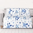 thumbnail image 5 of YFYANG Lightweight Warm Flannel Blanket, Small Blue Flower Pattern Throw Blanket for Bed, Sofa, Travel, Camping, 50"x40", 5 of 7