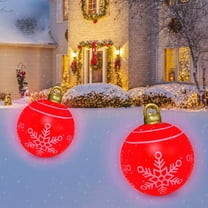 Nkmbld Large Inflatable Christmas Balls with Remote Control Led Lamp, 60cm Inflatables Xmas Decorated Ball for Yard Lawn Porch Decor