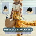 thumbnail image 4 of Straw Sun Summer Hat for Women, Female Wide Brim UPF 50+ UV Protection Bowknot Cap, Stylish Braid Visor, Ladies Foldable Roll Up Packable Floppy Beach Hat with Windproof Chin Strap, Beige / Black, 4 of 5