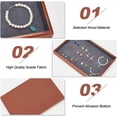 thumbnail image 4 of 1pc Rectangle Spray Painted Wooden Jewelry Display Trays with Faux Suede Inside for Earrings Bracelets Necklaces Sunglasses Storage Slate Gray 35.4x24.4x3cm Inner Diameter: 33.3x22.3cm, 4 of 6
