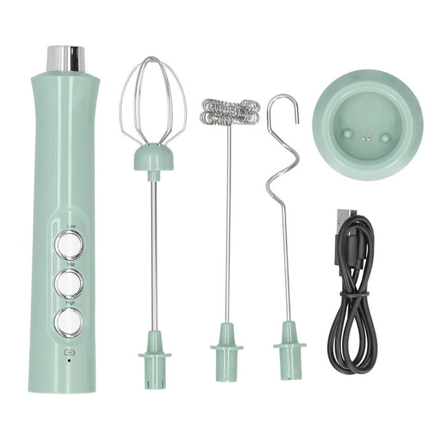 Mélangeur électrique mousseur à lait portatif à trois vitesses USB chargeant une batterie de 1200 mAh avec 3 têtes de mélange pour la cuisine à domicile