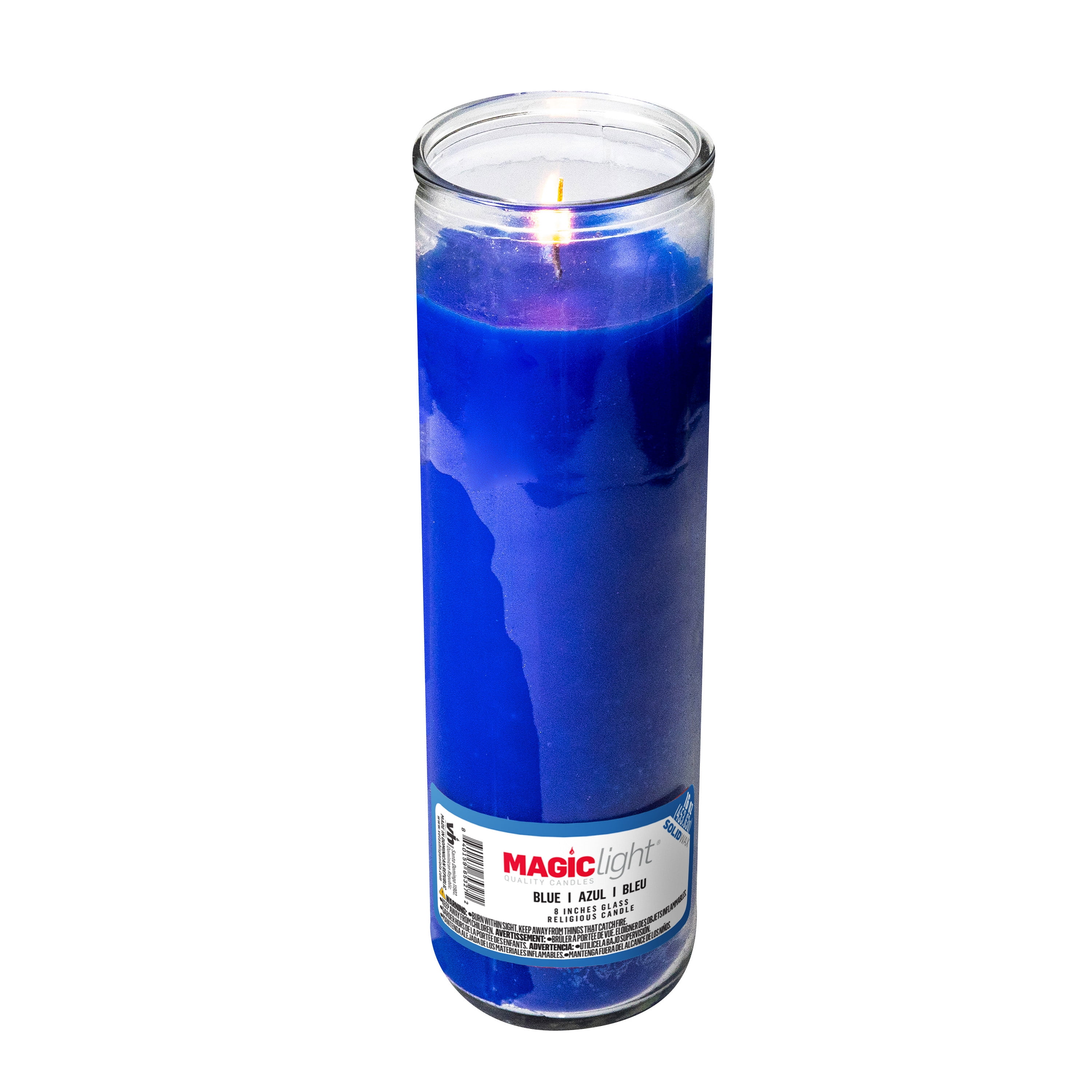 (2 pack) MagicLight Religious Candles 16 oz - Clear Glass Jar, Unscented Blue Wax