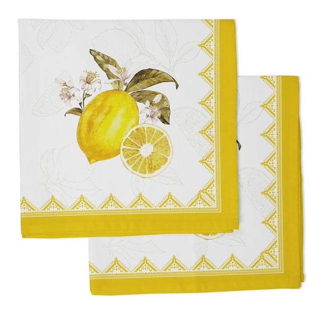 Vargottam Collection de Luxe Linge de Table Décor Serviette en Coton Tissu Imprimé Serviettes Réutilisables Ensemble de 6, 20 X 20 - Citron