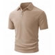 thumbnail image 1 of Ceisia Men's Slim Fit Short Sleeve Polo Shirt Solid Color Vertical Stripe Knit with Chest Pocket Khaki L Gifts, 1 of 7