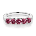 thumbnail image 2 of Gem Stone King 925 Sterling Silver Pink Tourmaline 5-Stone Wedding Anniversary Band Ring for Women (0.75 Cttw, Gemstone October Birthstone, Available in Size 5, 6, 7, 8, 9), 2 of 3