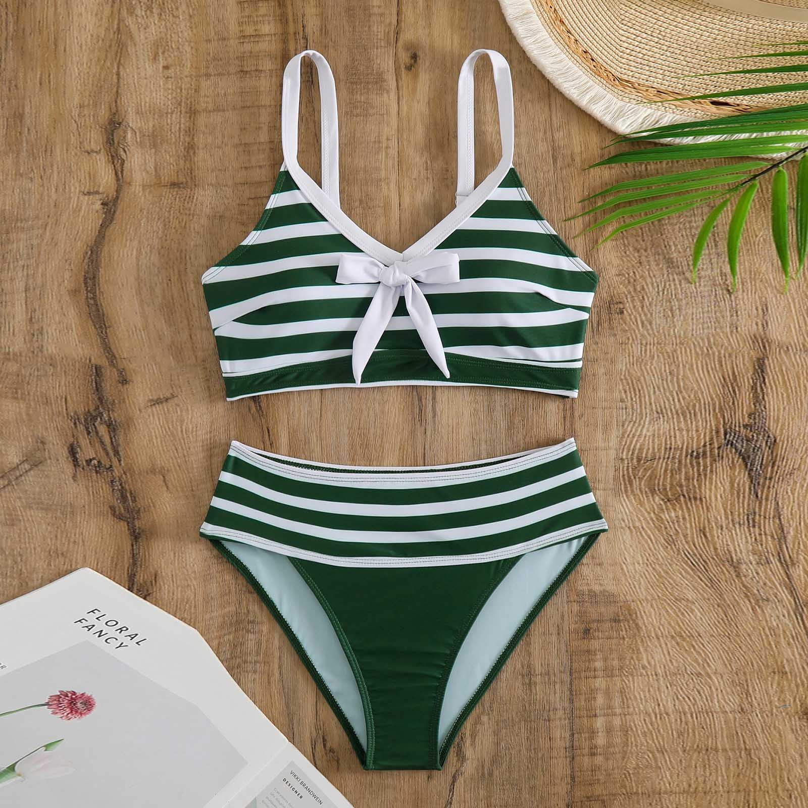 Women's Plus Size Swimsuits, Womens High Waisted Bikini Set Tie