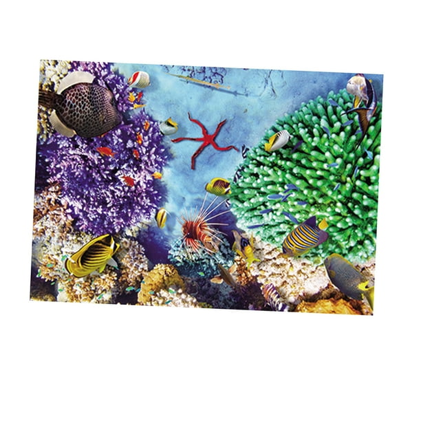 Etiqueta Engomada Fondo Cartel de Acuario s 3D Paisaje Decoración Acuario - S Sunnimix Etiqueta engomada del fondo del tanque de peces