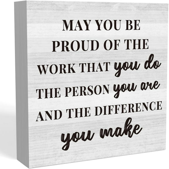 Zomyto 5"x5" Inspirational Quote Office Desk Decor Cute Wood Box Sign Cubicle Accessories Rustic Shelf Home Decorations for Woman Coworker