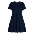 thumbnail image 6 of Time and Tru Women's and Women’s Plus Cotton Swing Dress with Short Sleeves, Sizes XS-4X, 6 of 6