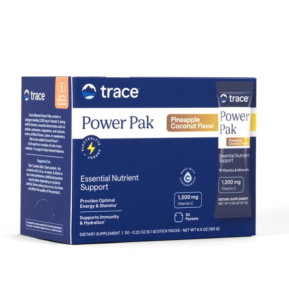 Trace Minerals Power Pak Multivitamin and Multimineral with 1200mg of Vitamin C 30 ct - Pineapple Coconut