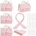 thumbnail image 1 of Kit de 12 cajas para recuerdos de boda para armar uno mismo, caja de papel kraft rosa con asa de perla, cintas, pegatinas, cajas de regalo, 1 of 6