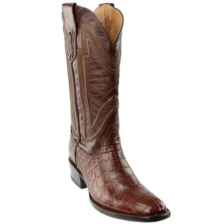 

Ferrini Mens American Alligator Square Toe Casual Boots Mid Calf