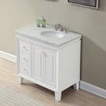 36" Transitional Bathroom Vanity Carrara Marble Top Single Sink Cabinet ...