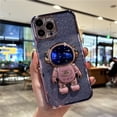 thumbnail image 1 of Funda de teléfono chapada de lujo con brillo para iPhone, carcasa con soporte de Flash y astronauta para iPhone 11, 12, 13, Mini, 14 Pro Max, X, XR, XS, 7, 8 Plus, SE Fivean unisex, 1 of 2