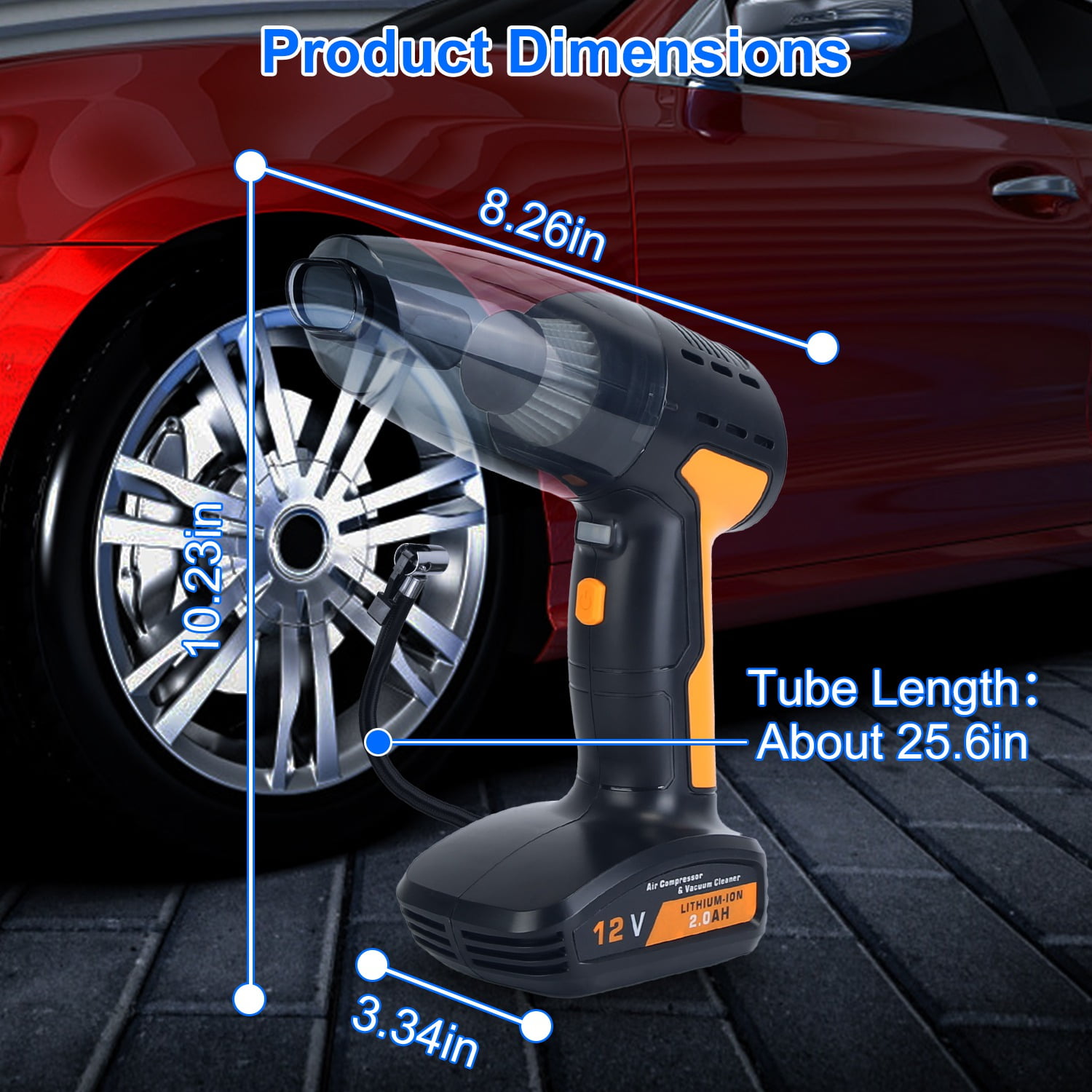 Imountek 4 in 1 Cordless Car Vacuum Cleaner and Tire Inflator, 150PSI Rechargeable Air Compressor Pump with LED Light & Digital Display